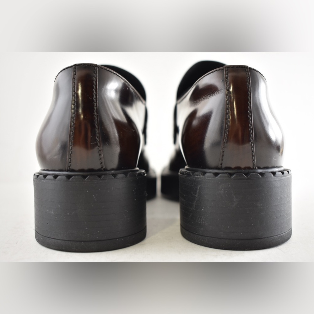 Prada Triangle Logo Fume Brown Black Platform Loafer Creeper Slip On Flat 41.5 - Picture 14 of 15